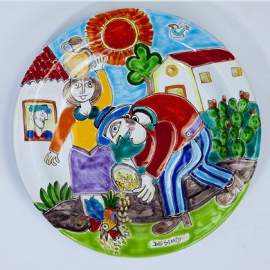 Circular Plate DS 25 cm Feeding the Rooster PT25DS-13 Circular Plate DS 25 cm Feeding the Rooster PT25DS-13
